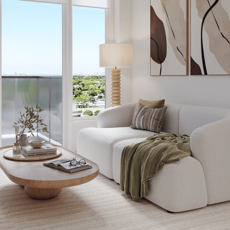 Rendering of a staged living room at 610 Martin Grove.